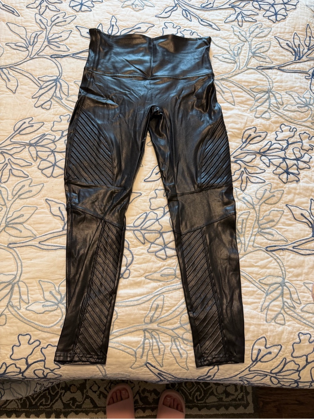 SPANX Black High-Rise Faux Leather Moto Jeggings